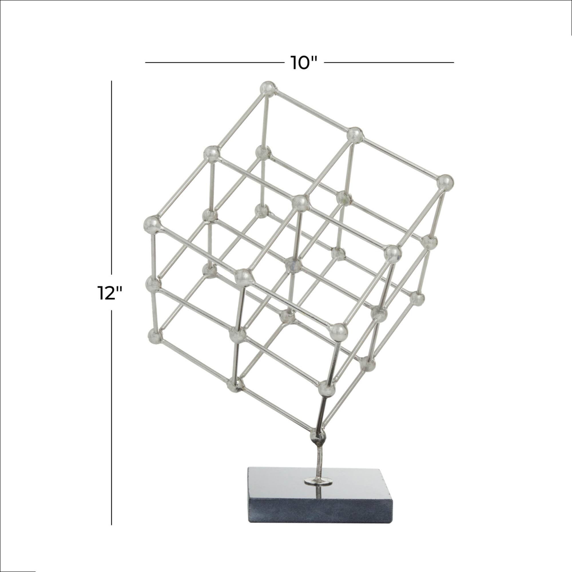 Silver Marble Modern Sculpture, 12" x 9" x 10"